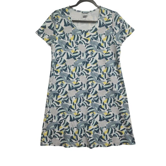 Lands End Womens Fish Print Short Sleeve Dress M Pull Over. 4024 - Picture 1 of 7